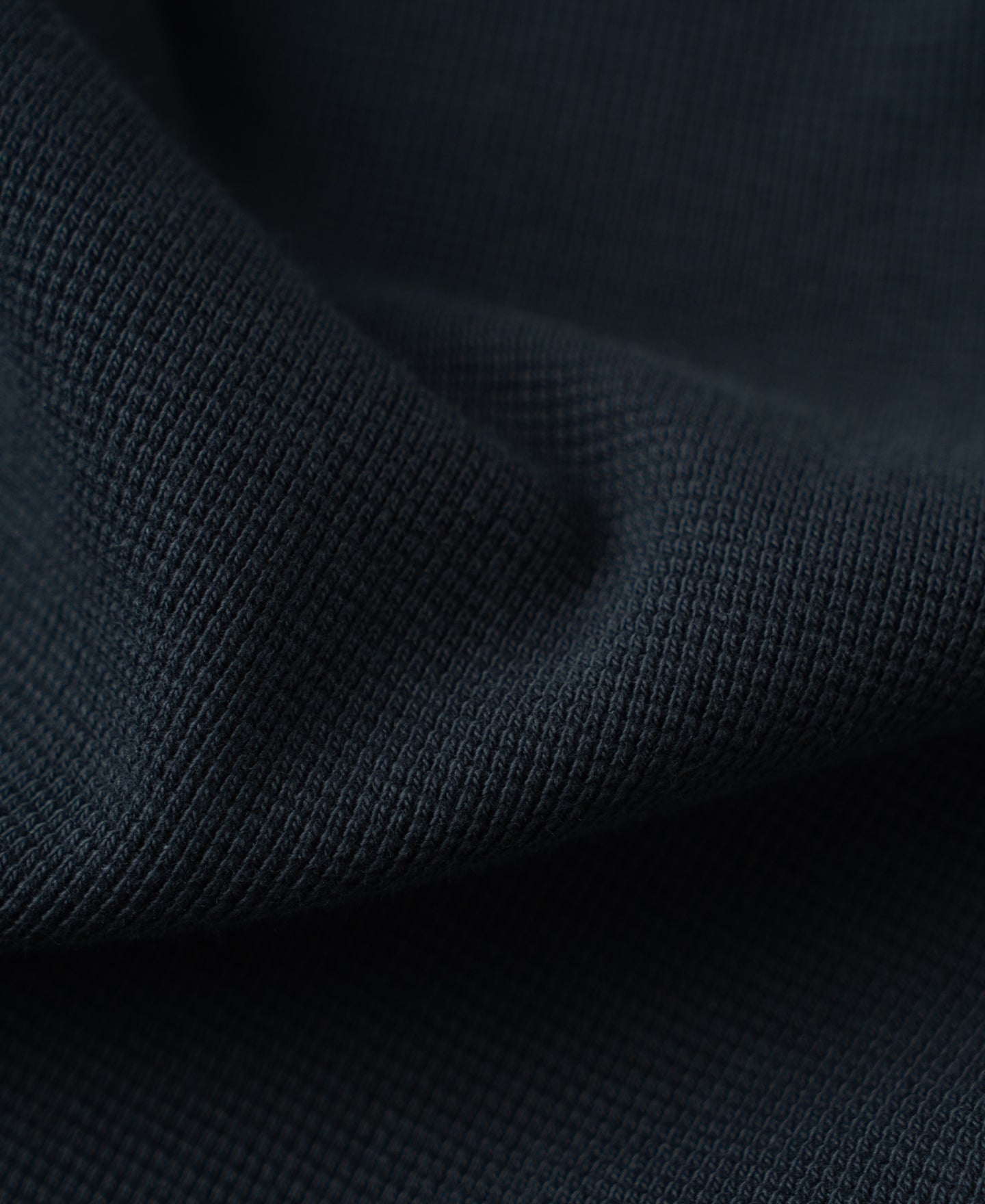 Cotton Blend Waffle Long Sleeve T-Shirt - Navy
