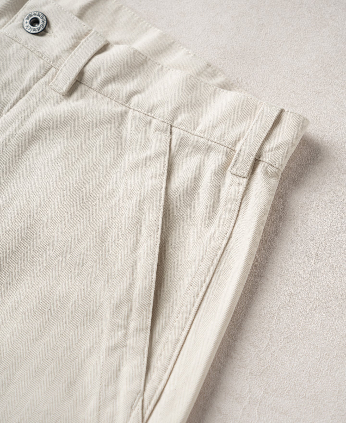1940s USN-Inspired Herringbone Deck Trousers - White
