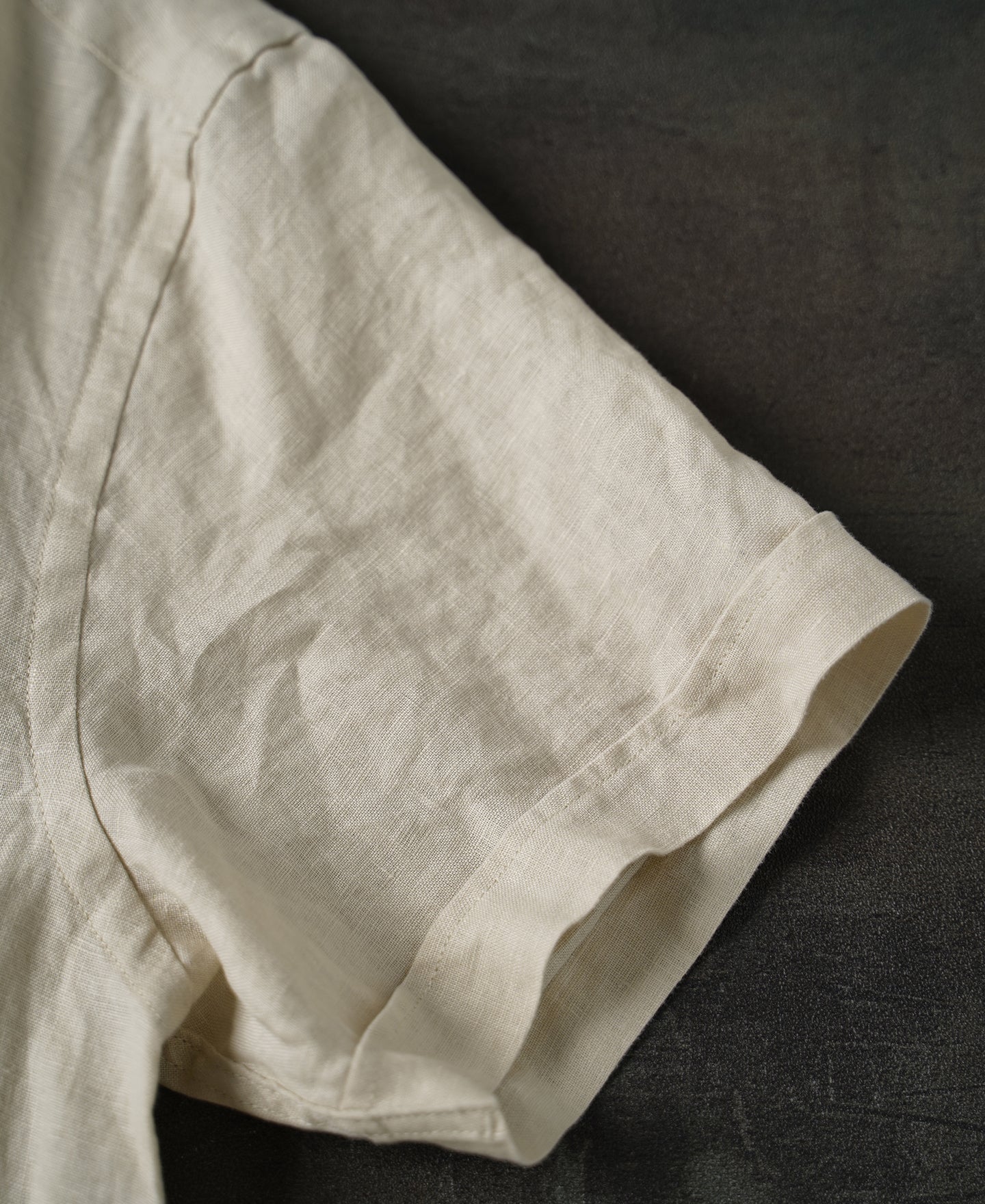1950s Italian Collar Linen Shirt - Apricot - Size XS-M