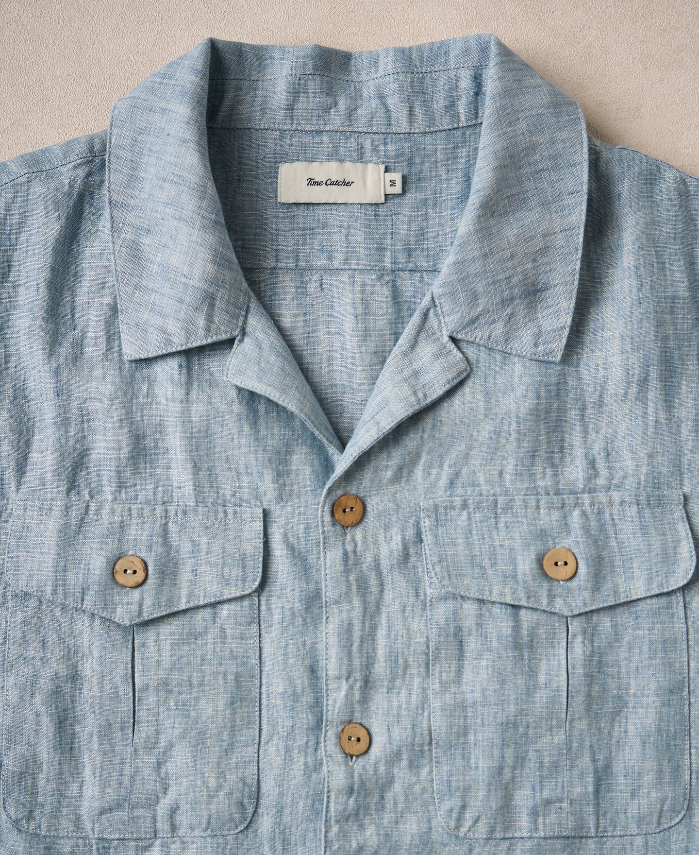 Yarn-dyed Linen Camp-Collar Shirt - Washed Blue