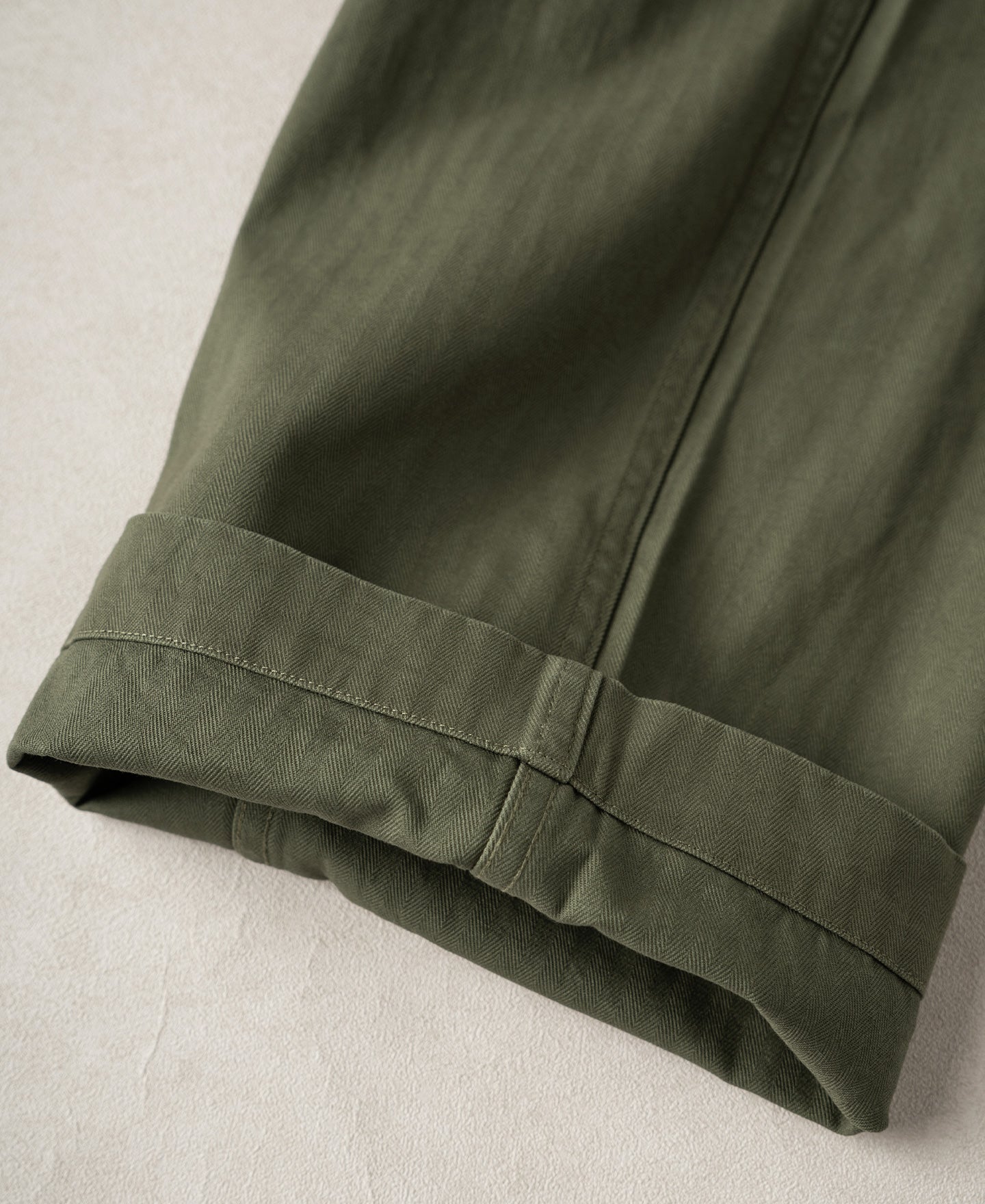 1940s USN-Inspired Herringbone Deck Trousers - Olive