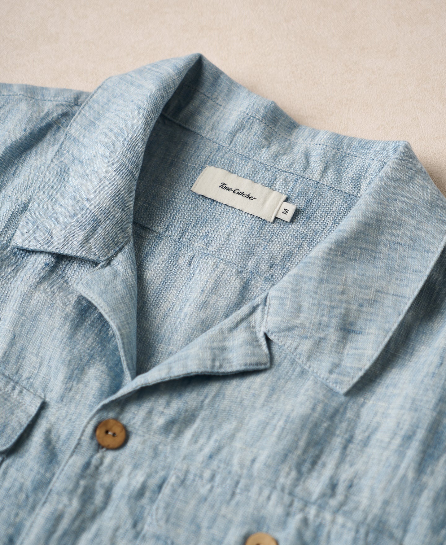 Yarn-dyed Linen Camp-Collar Shirt - Washed Blue