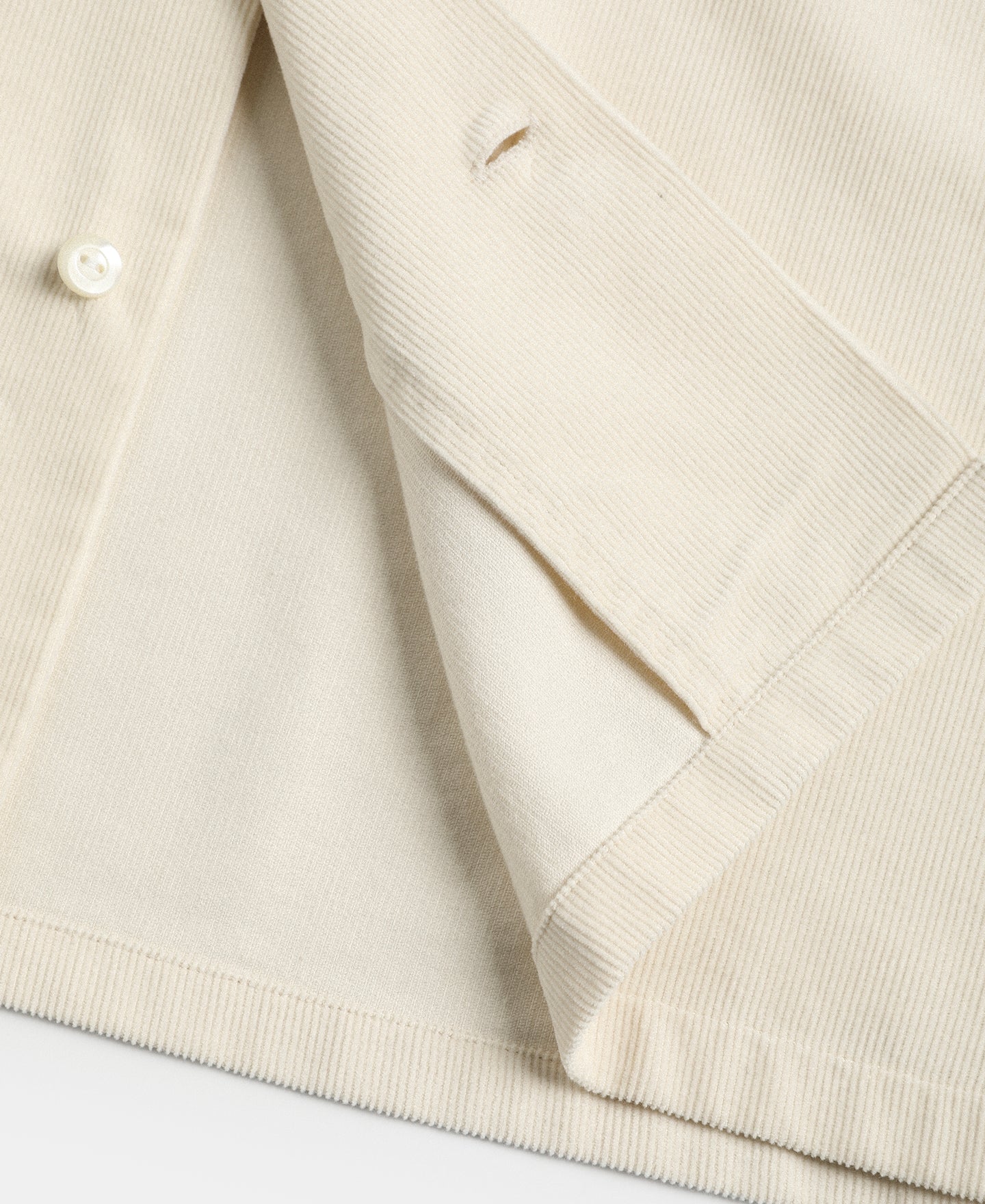 Lot 220 Corduroy Open Collar Shirt - Cream