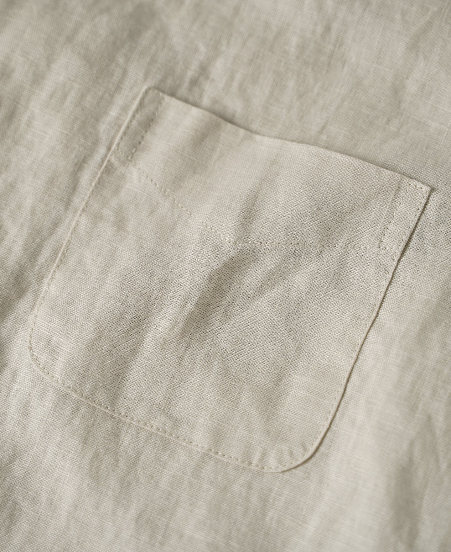 1950s Italian Collar Linen Shirt - Apricot - Size XS-M