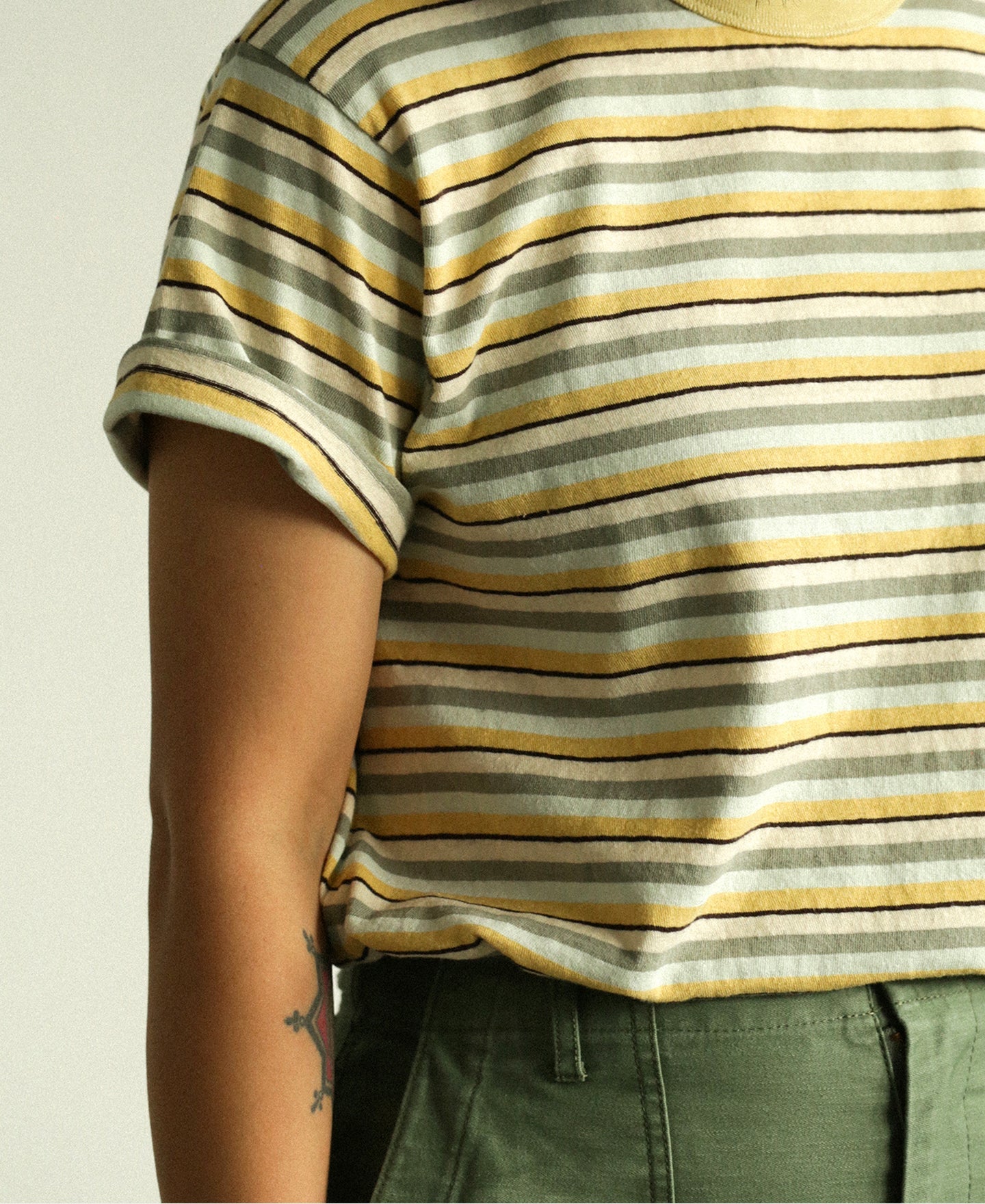 Hemp Organic Cotton Blend Stripe T-Shirt - Yellow