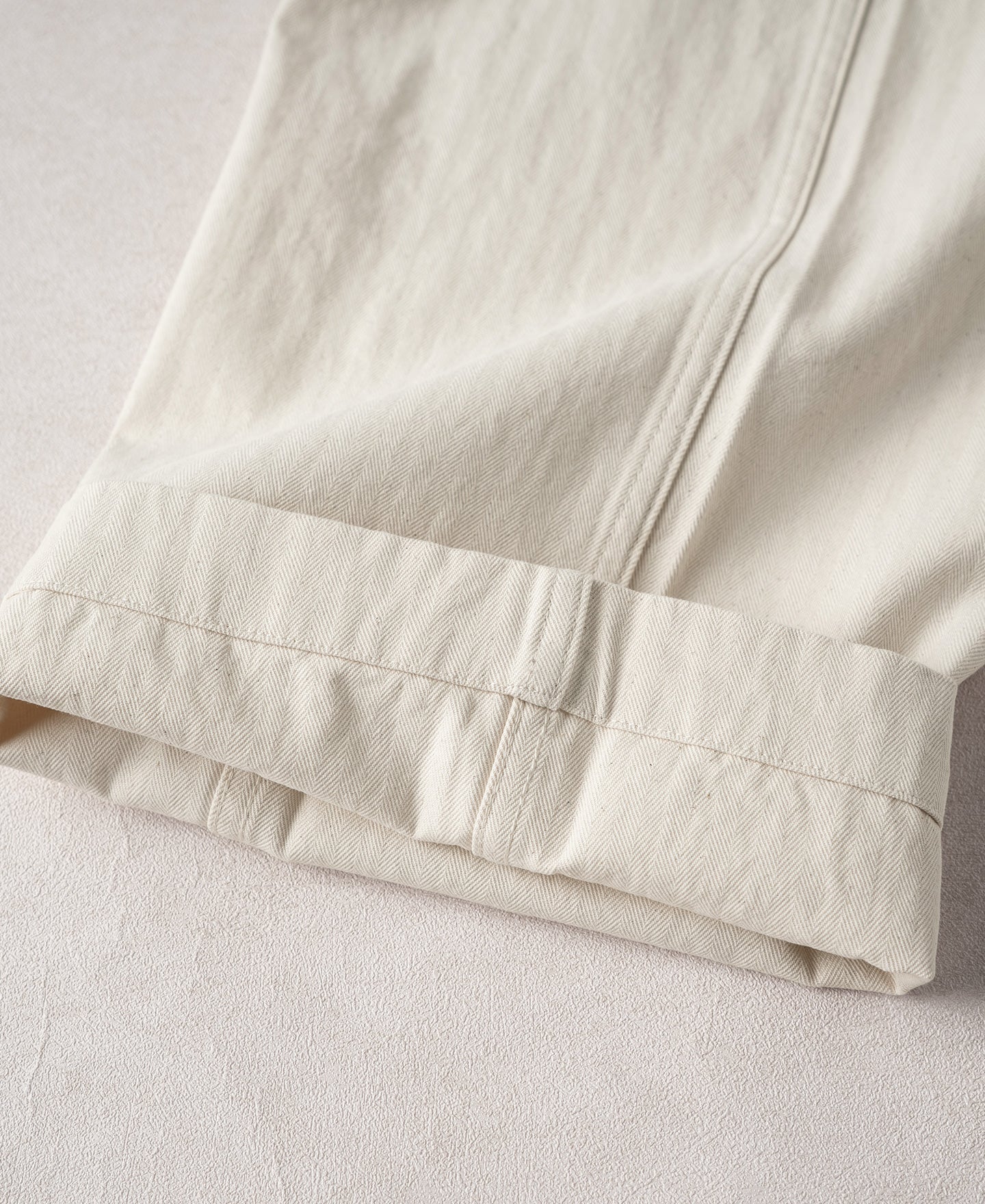 1940s USN-Inspired Herringbone Deck Trousers - White
