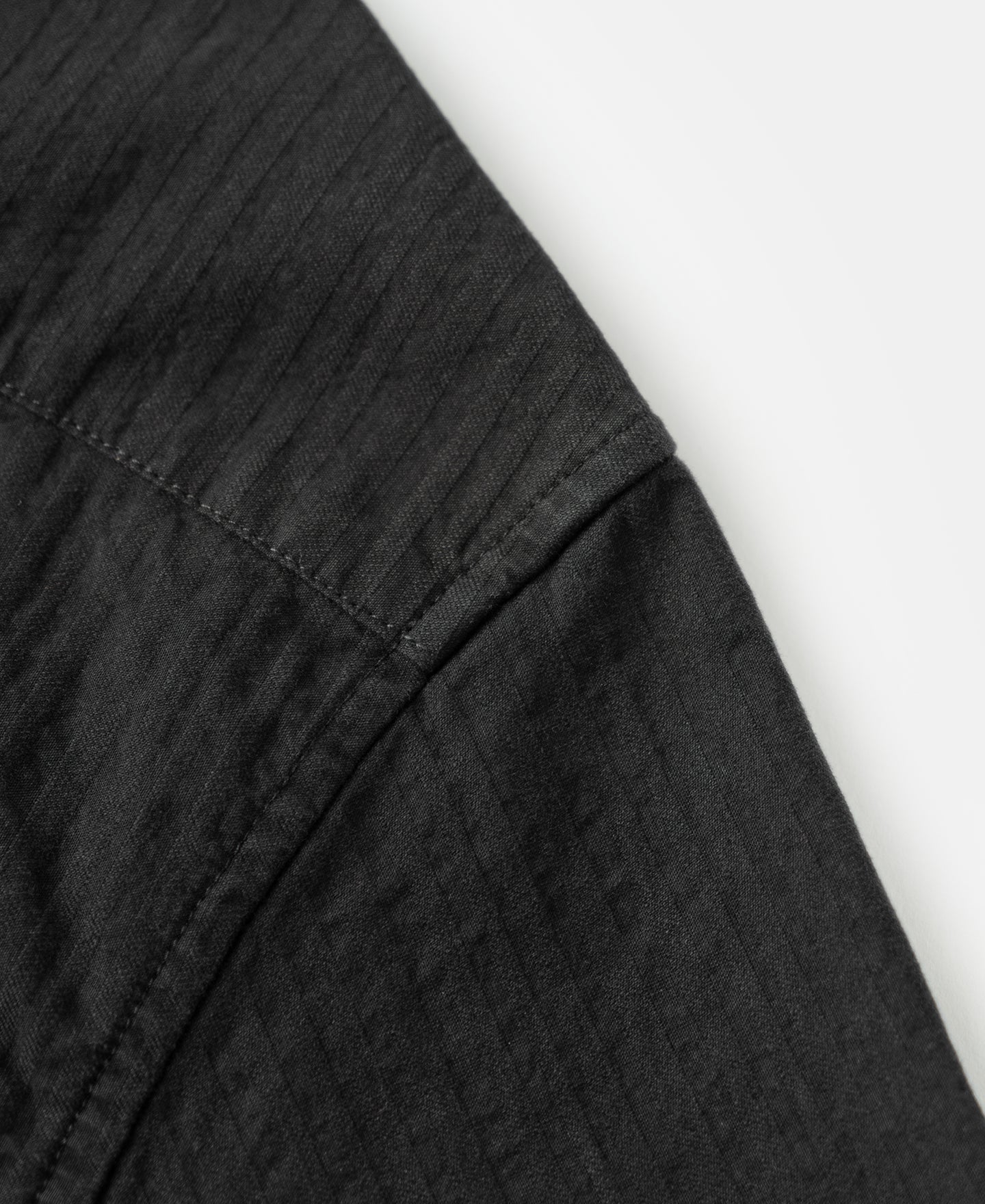 Italian Collar Salt-Shrunk Shirt - Black