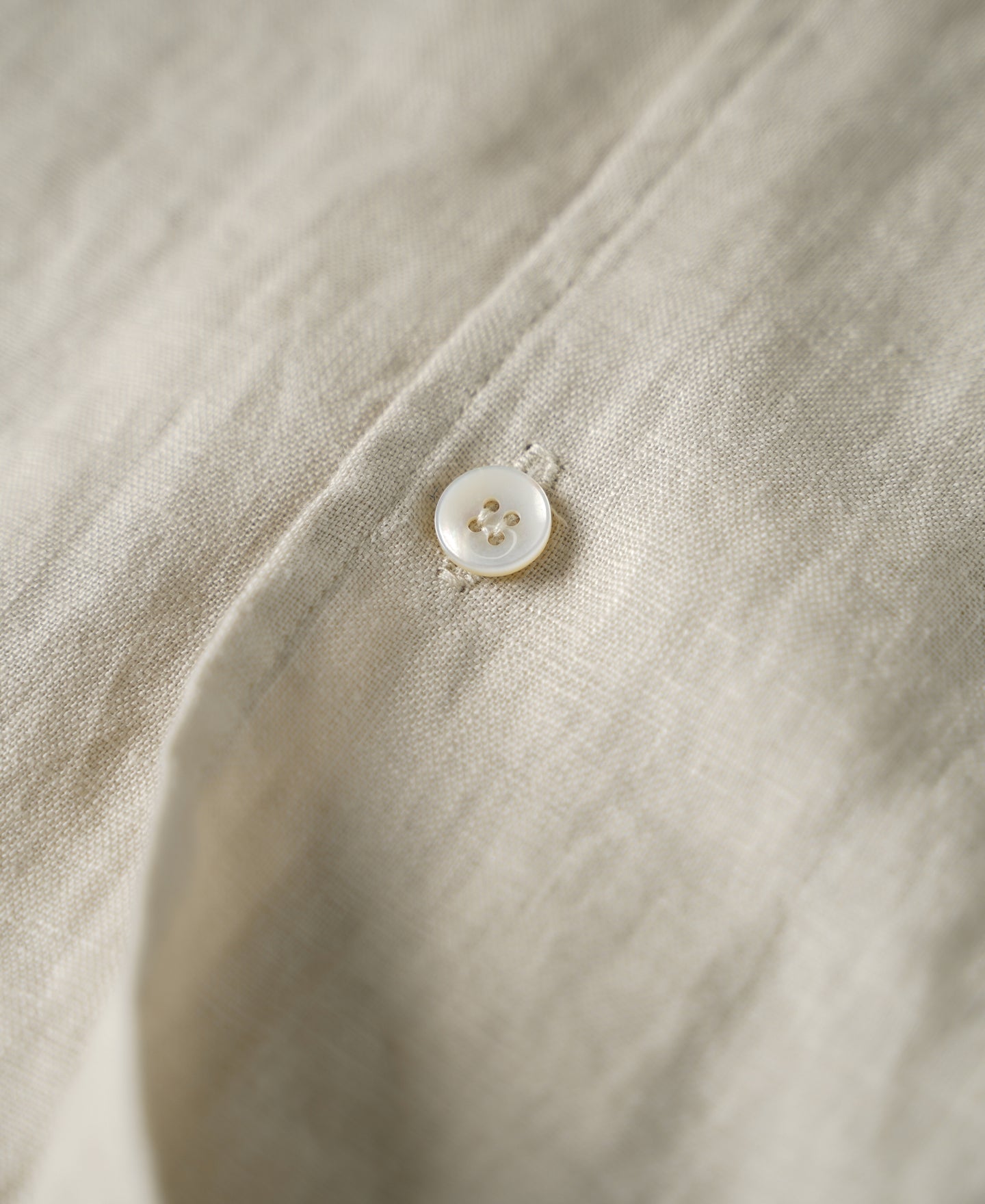 1950s Italian Collar Linen Shirt - Apricot - Size XS-M