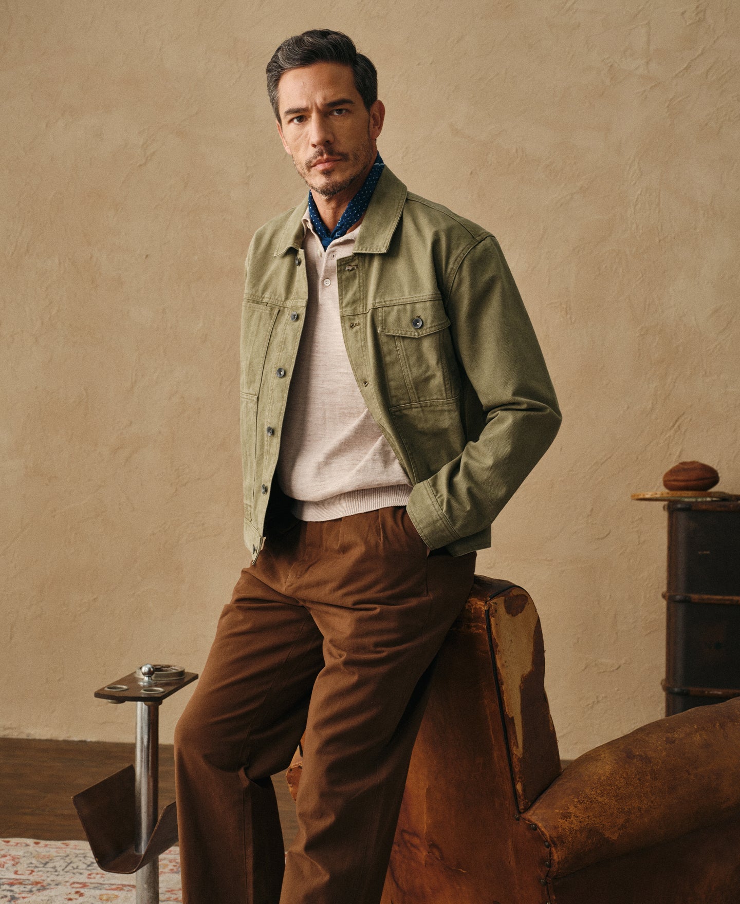Classic Canvas Cruiser Cropped Jacket - Olive