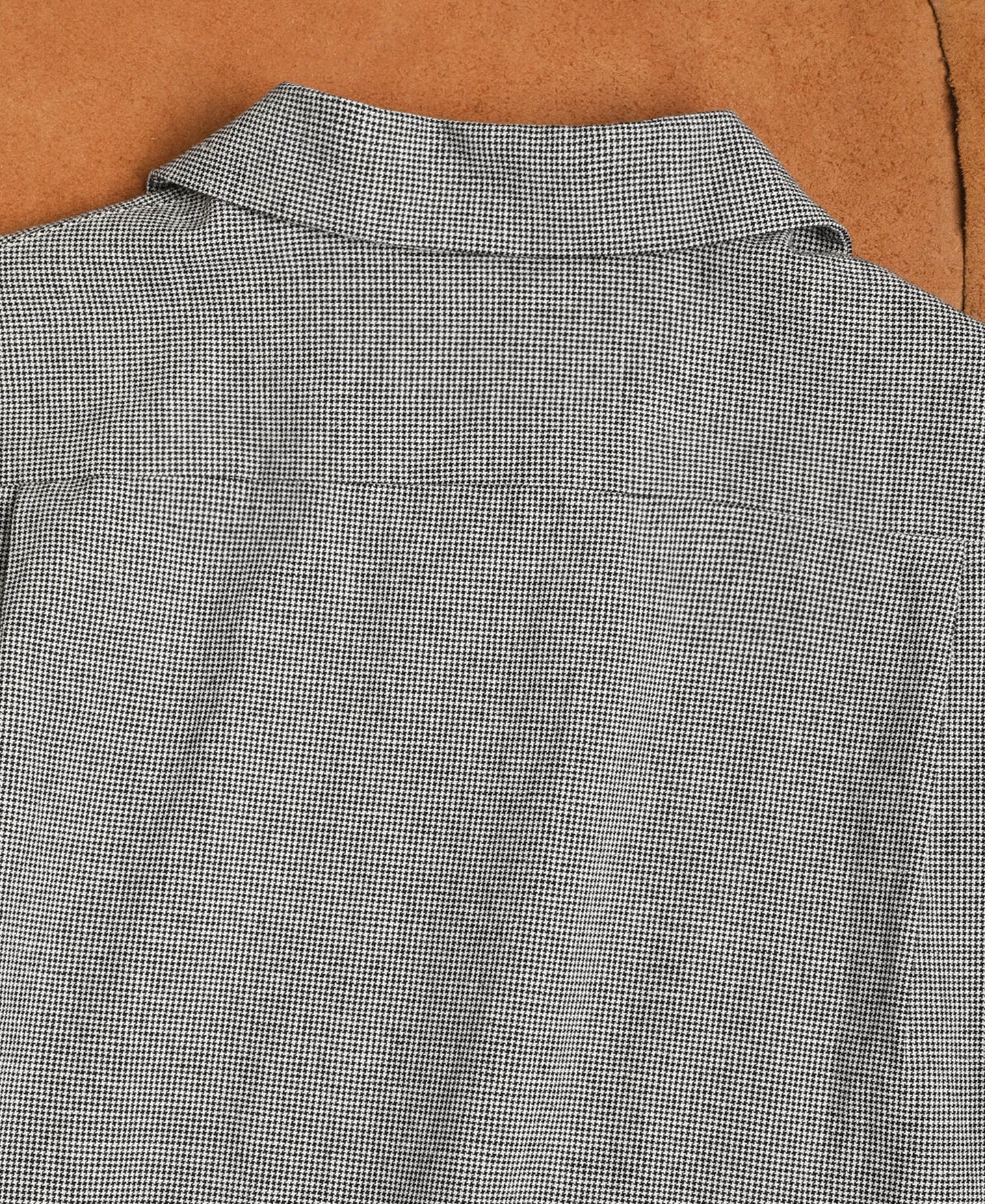 Lot 220A Cotton-Linen Blend Houndstooth Shirt - Black