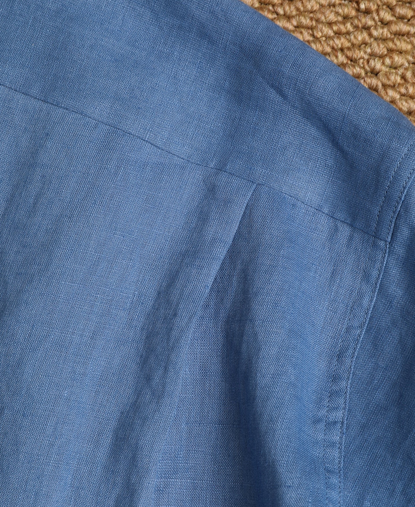 Lot 220A Cuban Collar Linen Shirt - Blue