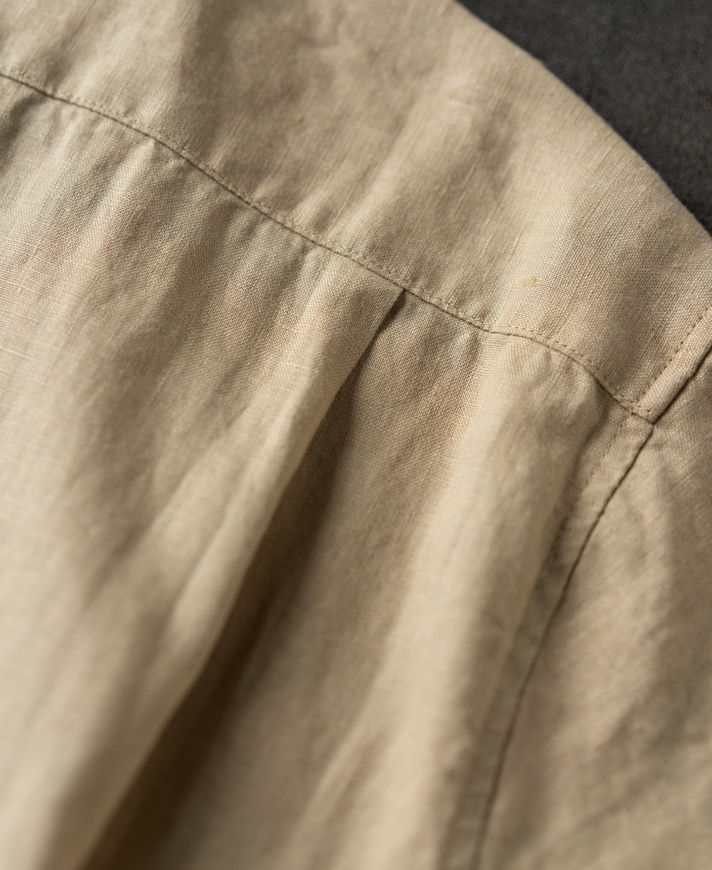 1950s Italian Collar Linen Short Sleeve Shirt - Light Coffee