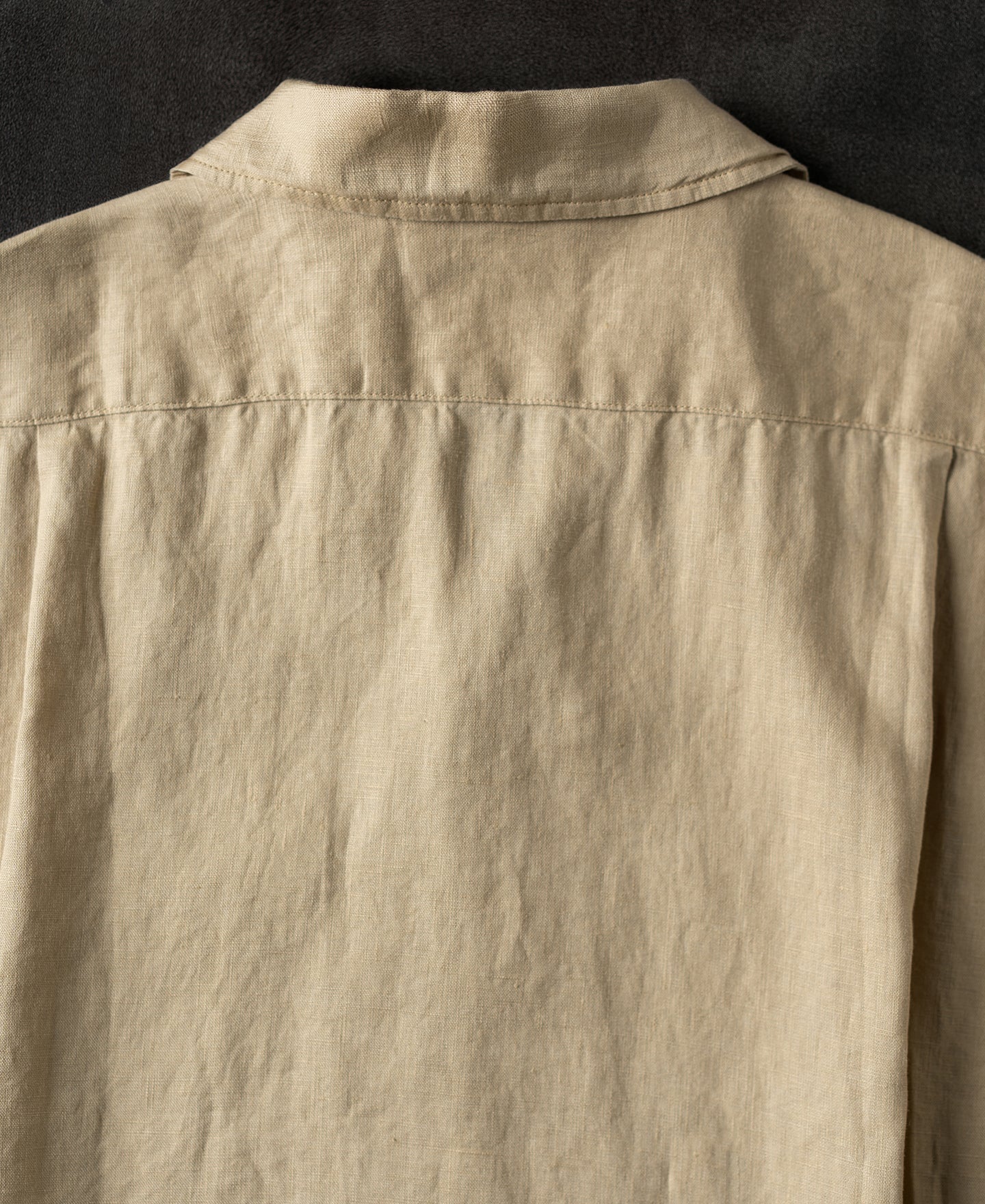 1950s Italian Collar Linen Short Sleeve Shirt - Light Coffee