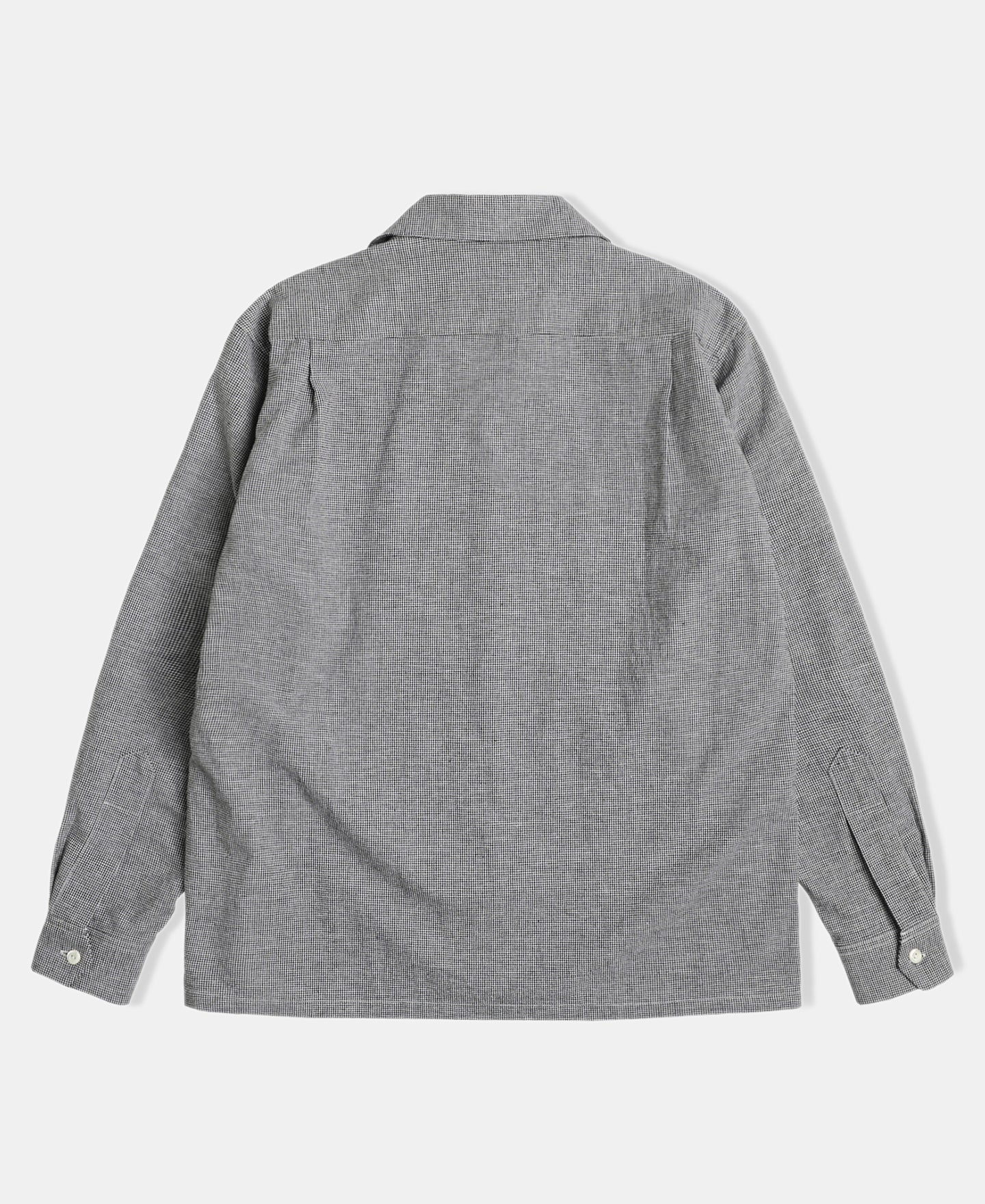Lot 220A Cotton-Linen Blend Houndstooth Shirt - Black