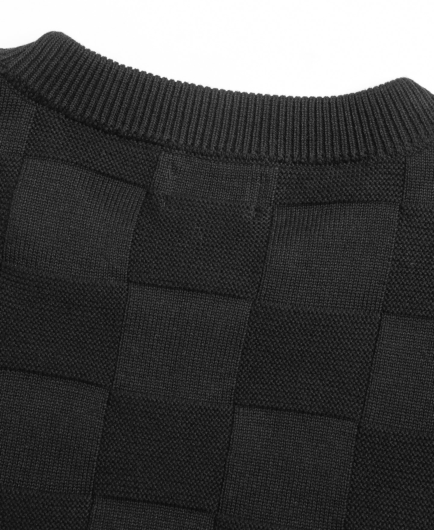 Lot 927 Retro Checker Knit Cotton Crewneck T-Shirt - Black