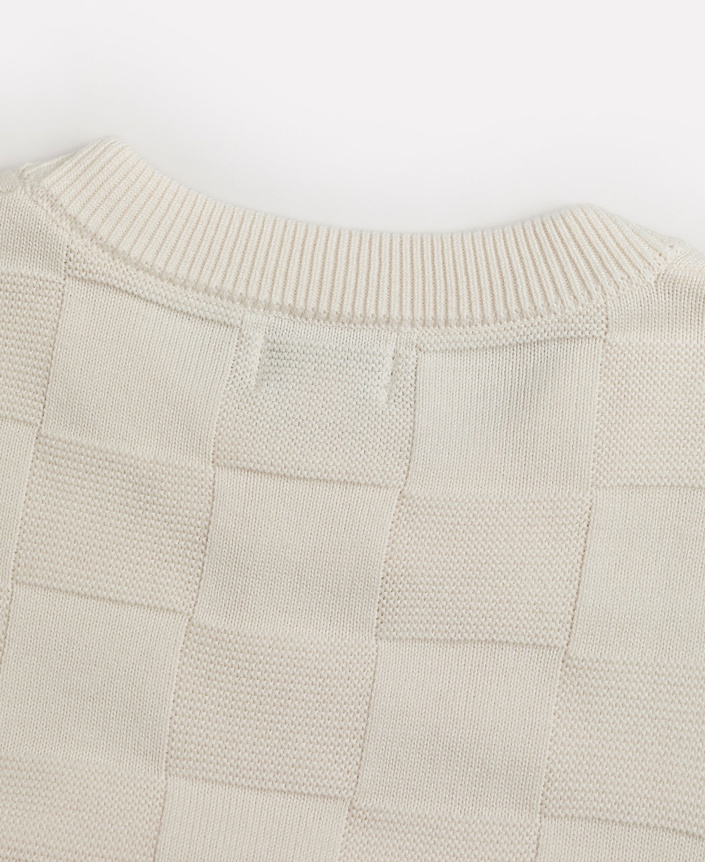Lot 927 Retro Checker Knit Cotton Crewneck T-Shirt - Ivory