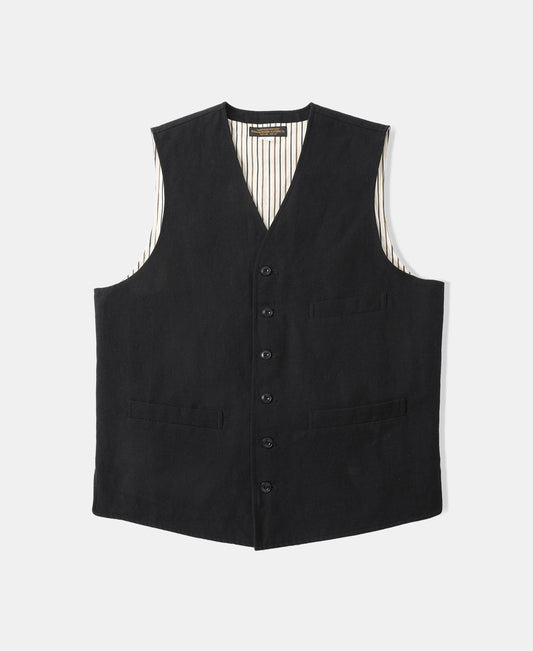 Textured Linen-Cotton Blend Vest – Black
