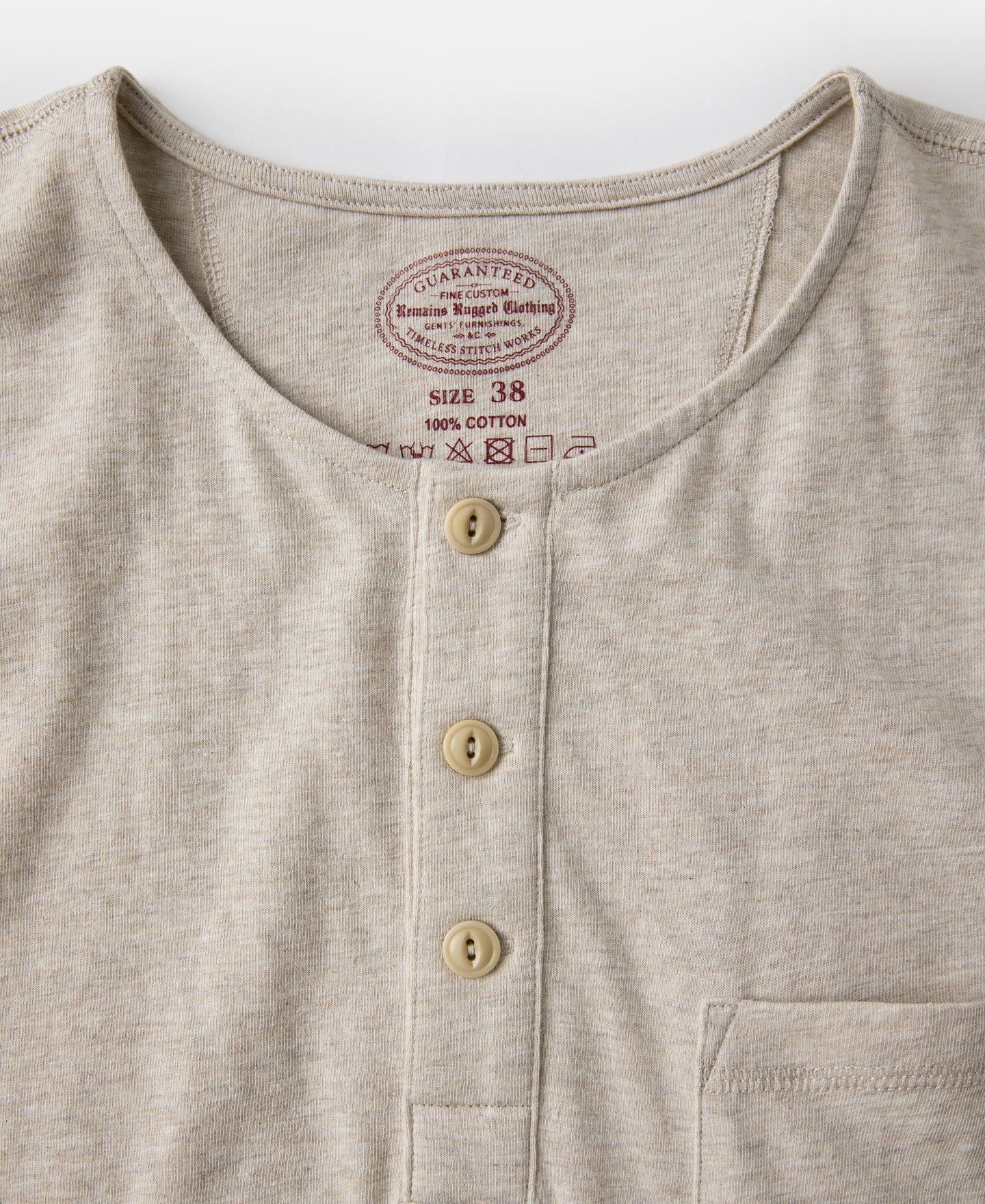 1940s Slub Cotton Henley Pocket T-Shirt - Oats