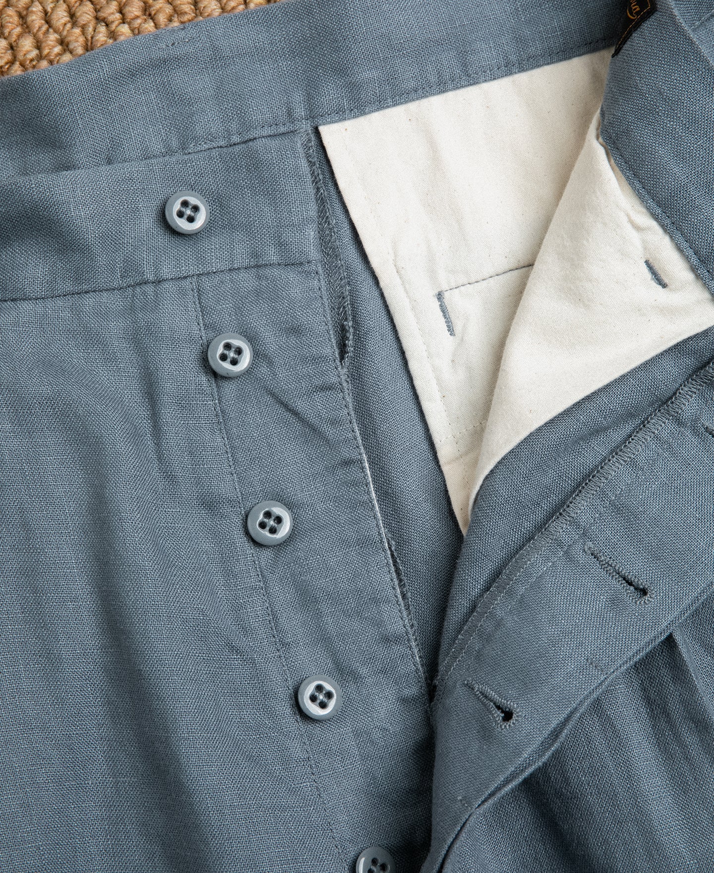 Lot 845 Linen Double Pleated Trousers - Gray Blue