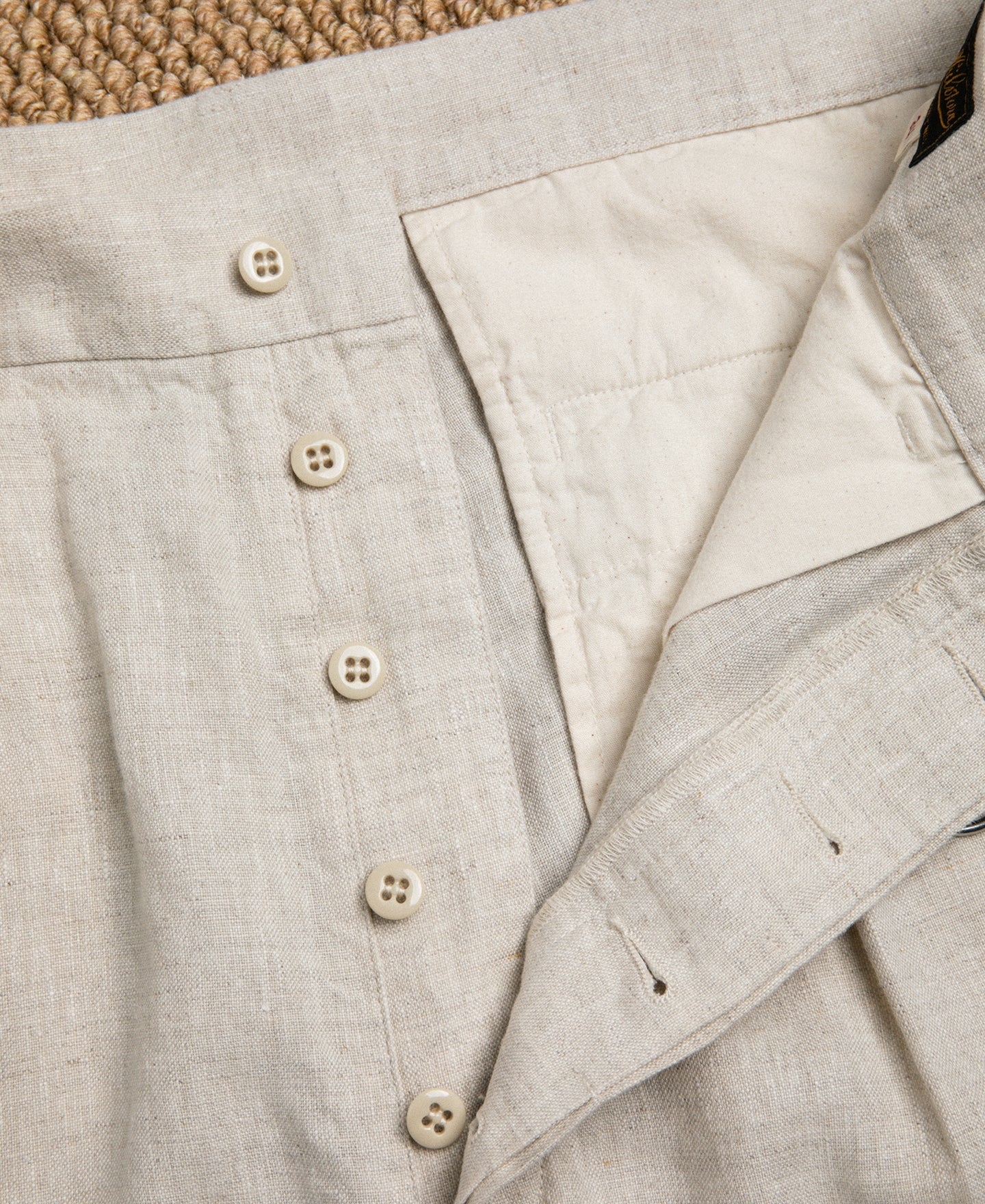 Lot 845 Linen Double Pleated Trousers - Natural