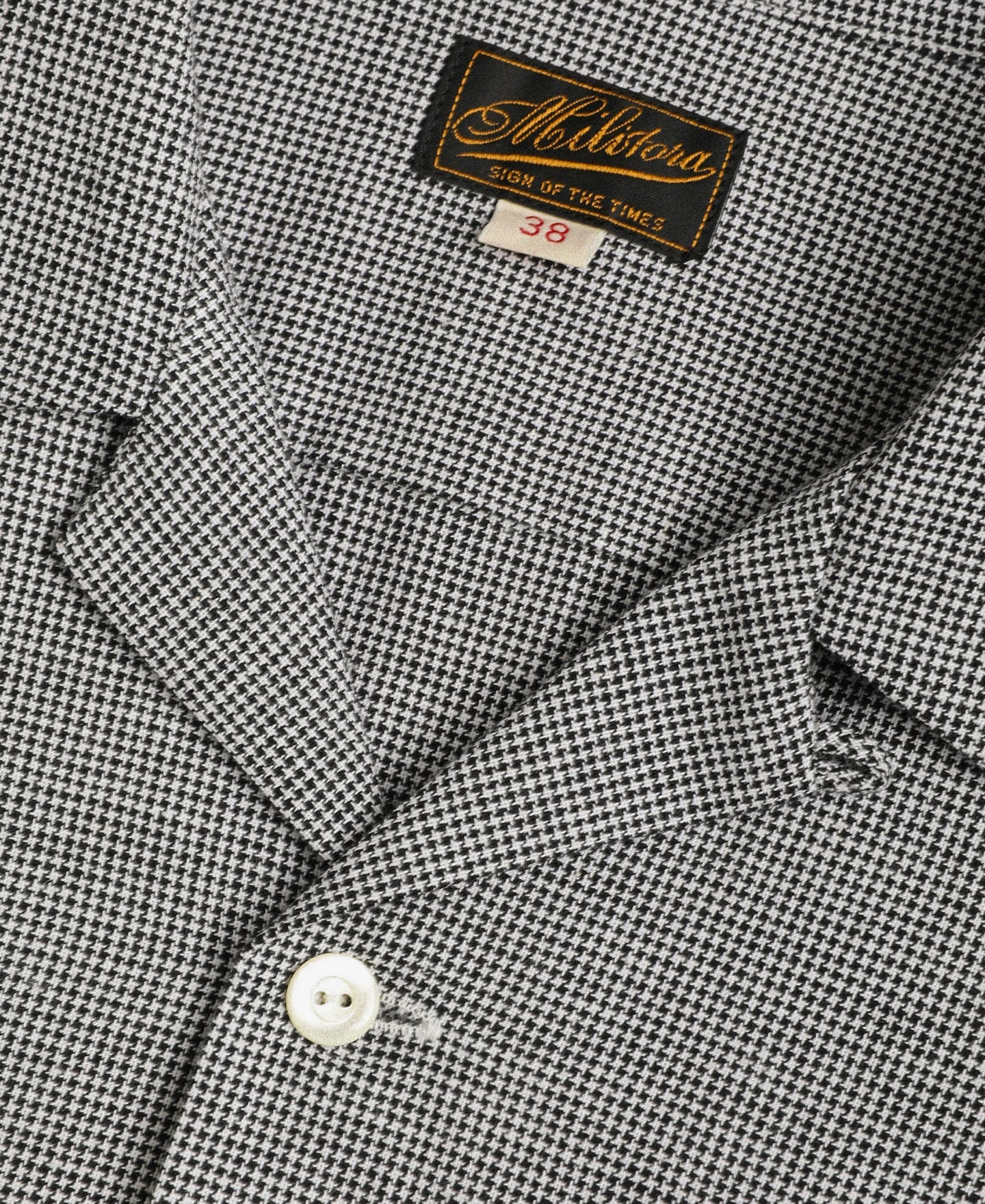 Lot 220A Cotton-Linen Blend Houndstooth Shirt - Black