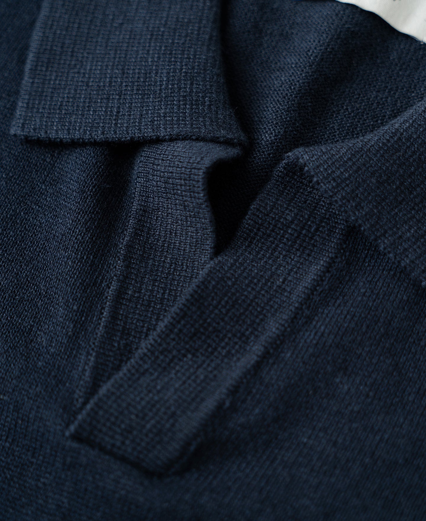 Linen Cotton Blend Knit Johnny Collar Polo - Indigo