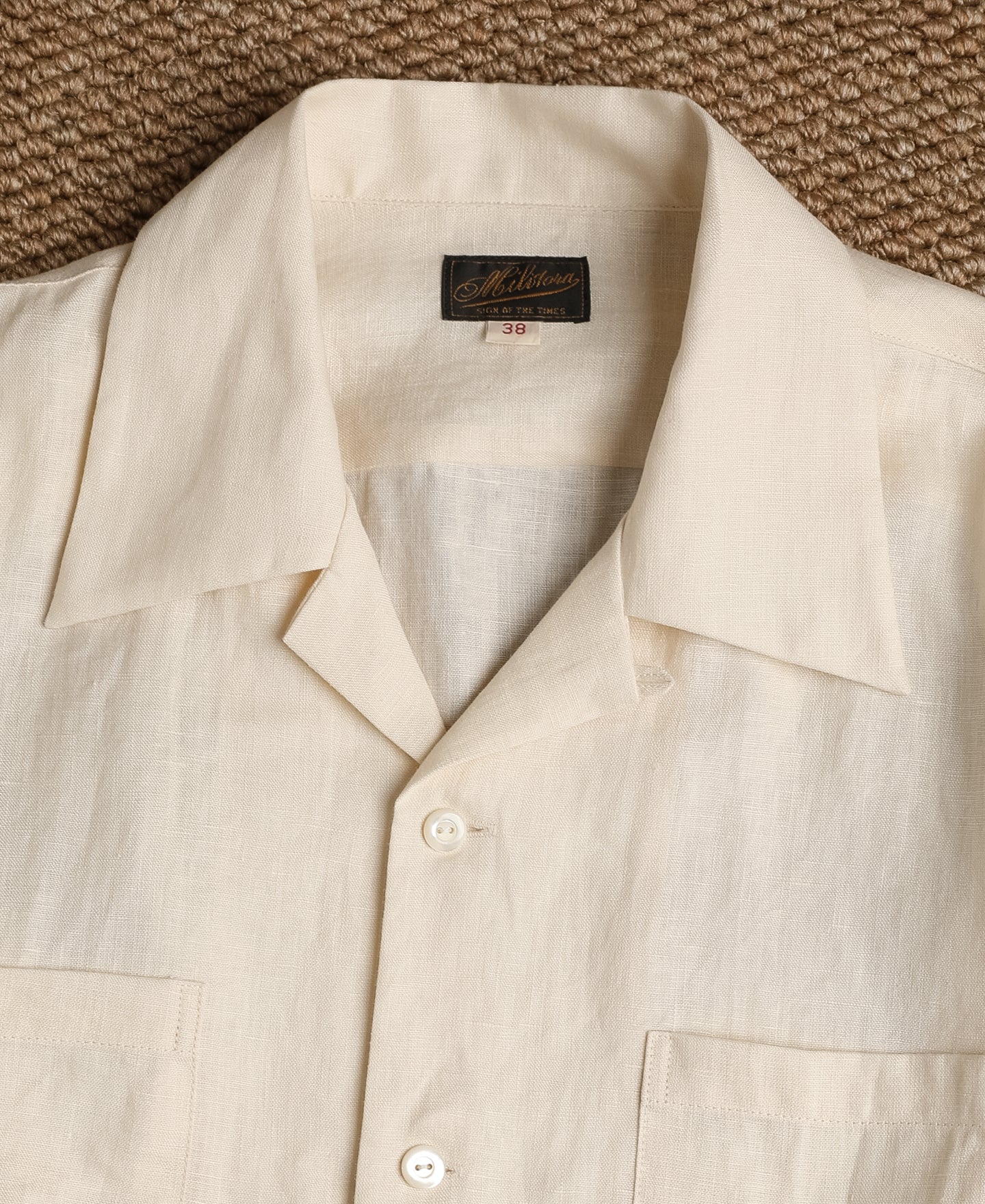 Lot 220A Cuban Collar Linen Shirt - Apricot