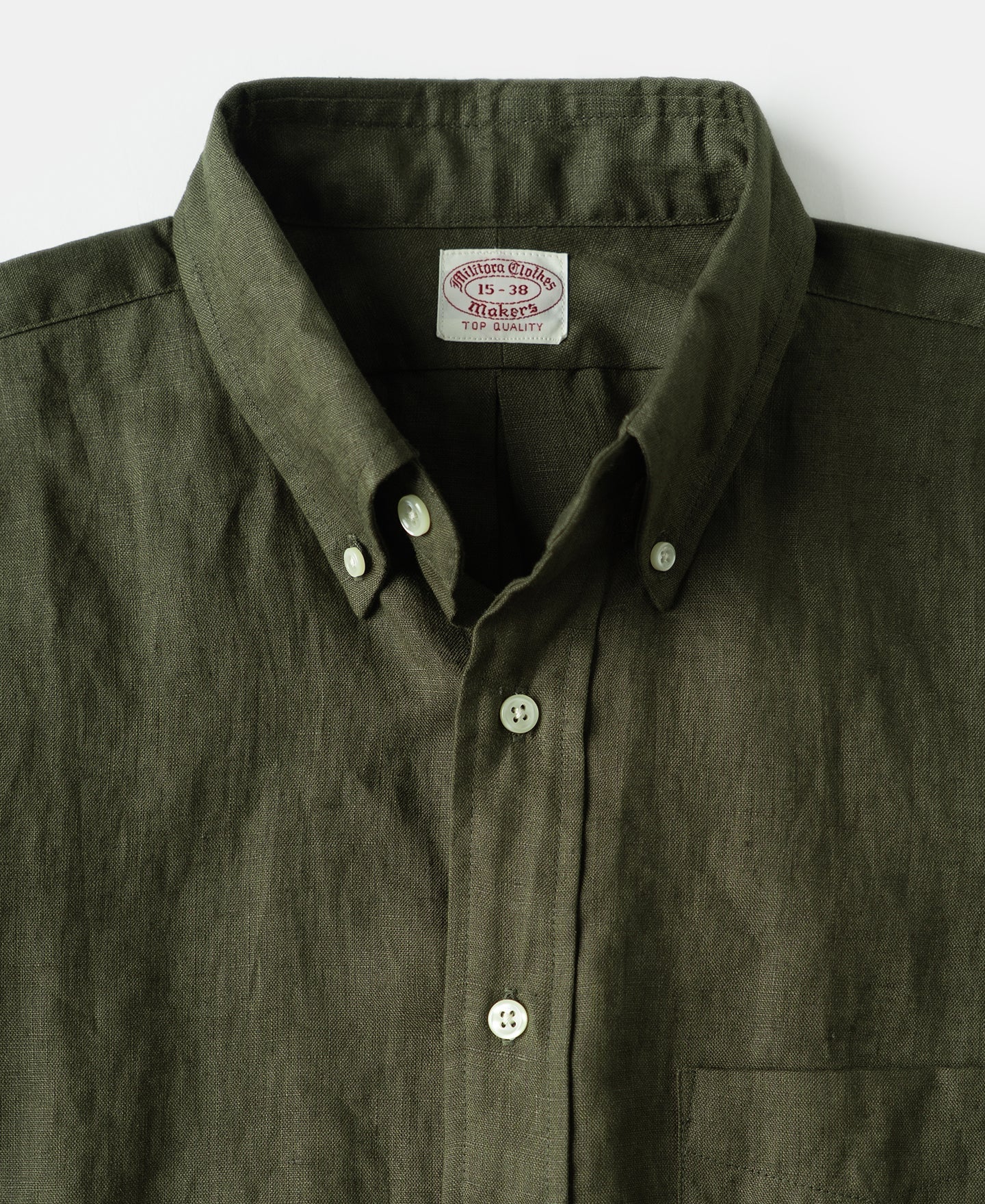 Lot 225 Long Sleeve Linen Button-Down Shirt - Dark Olive