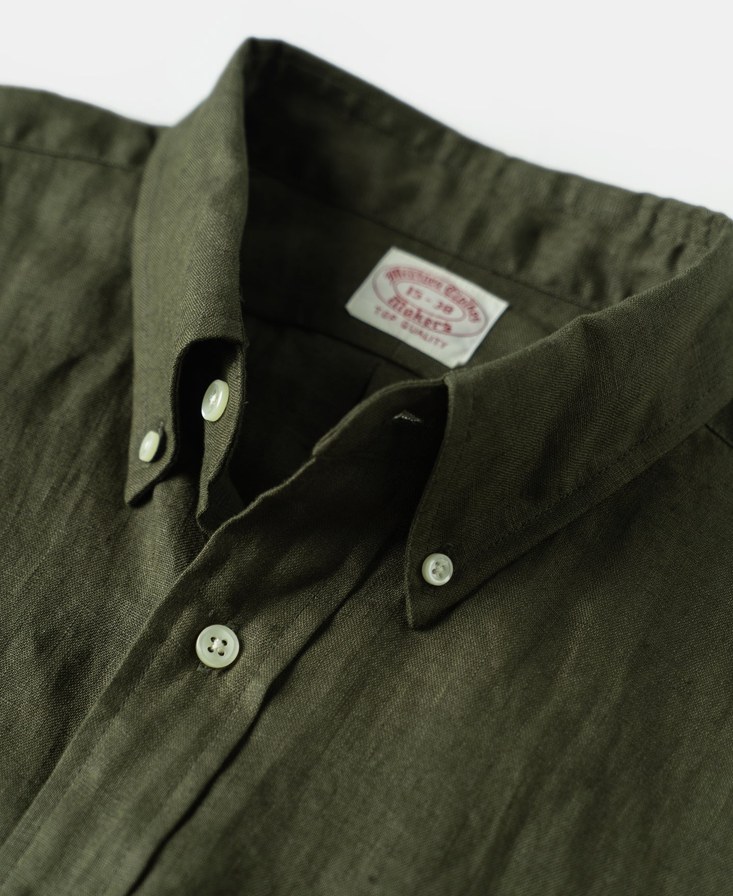 Lot 225 Long Sleeve Linen Button-Down Shirt - Dark Olive