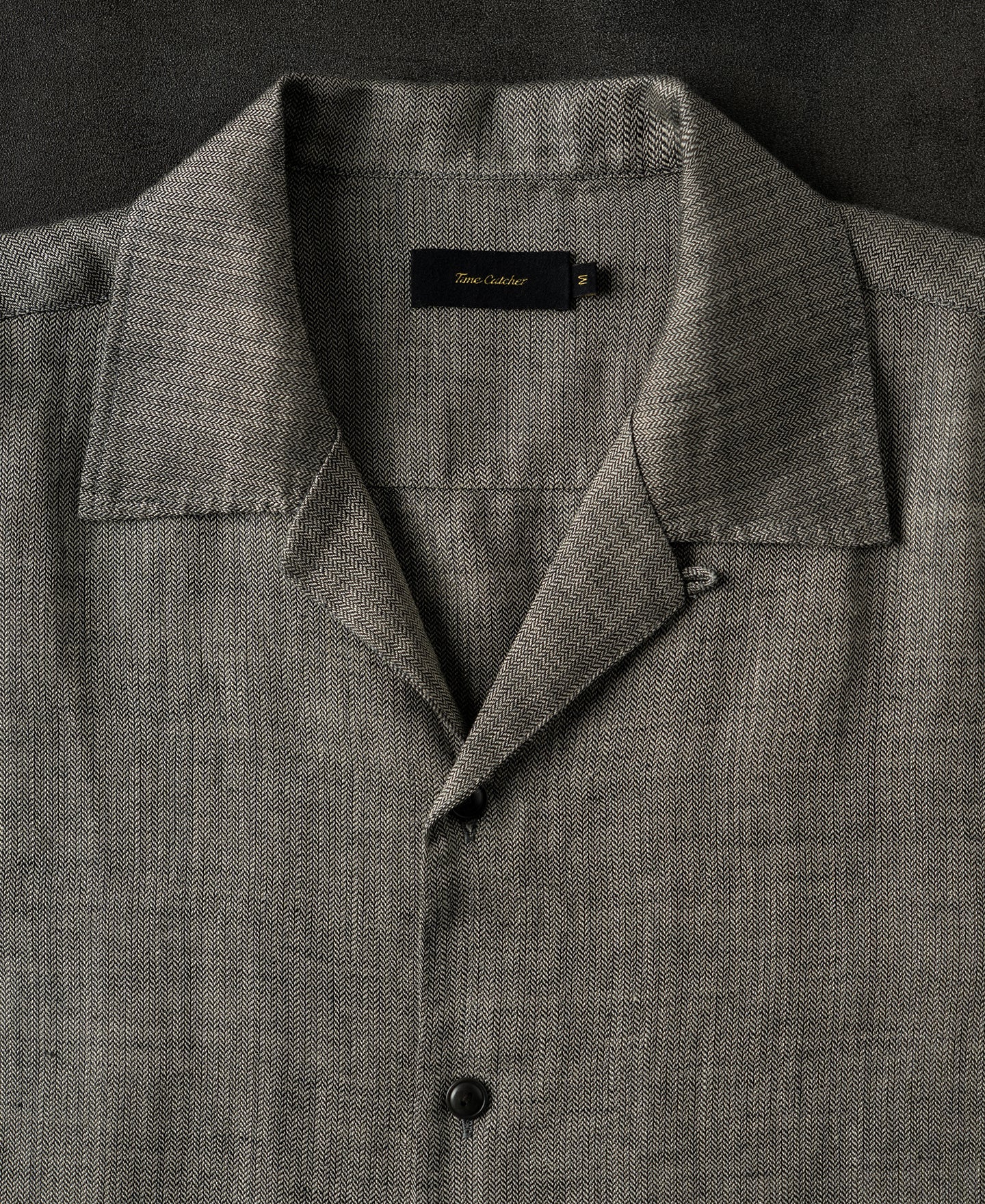 Relaxed Ramie Herringbone Cuban Shirt