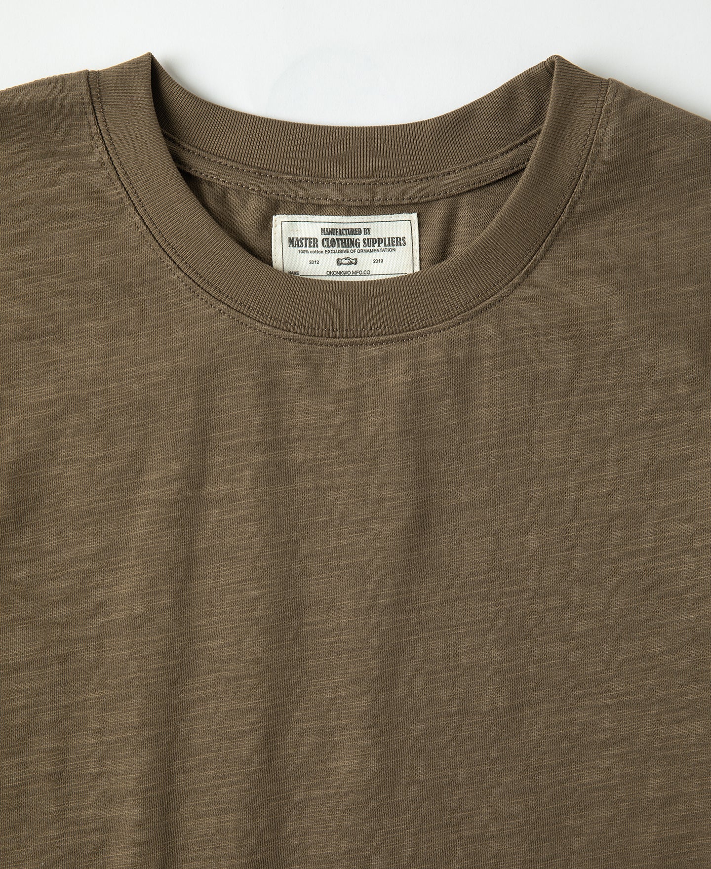 Heavyweight Slub Cotton Short Sleeve T-Shirt - Brown