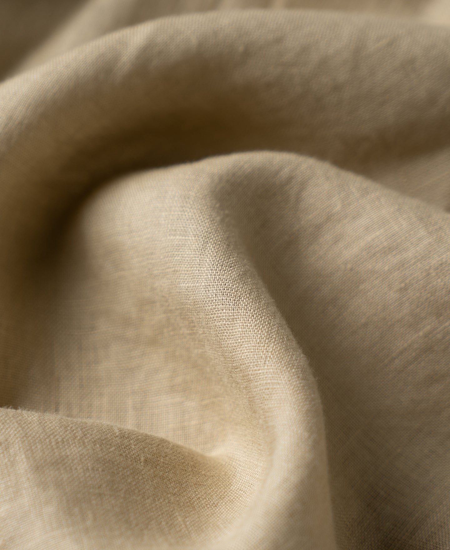 1950s Italian Collar Long Sleeve Linen Shirt - Light Coffee