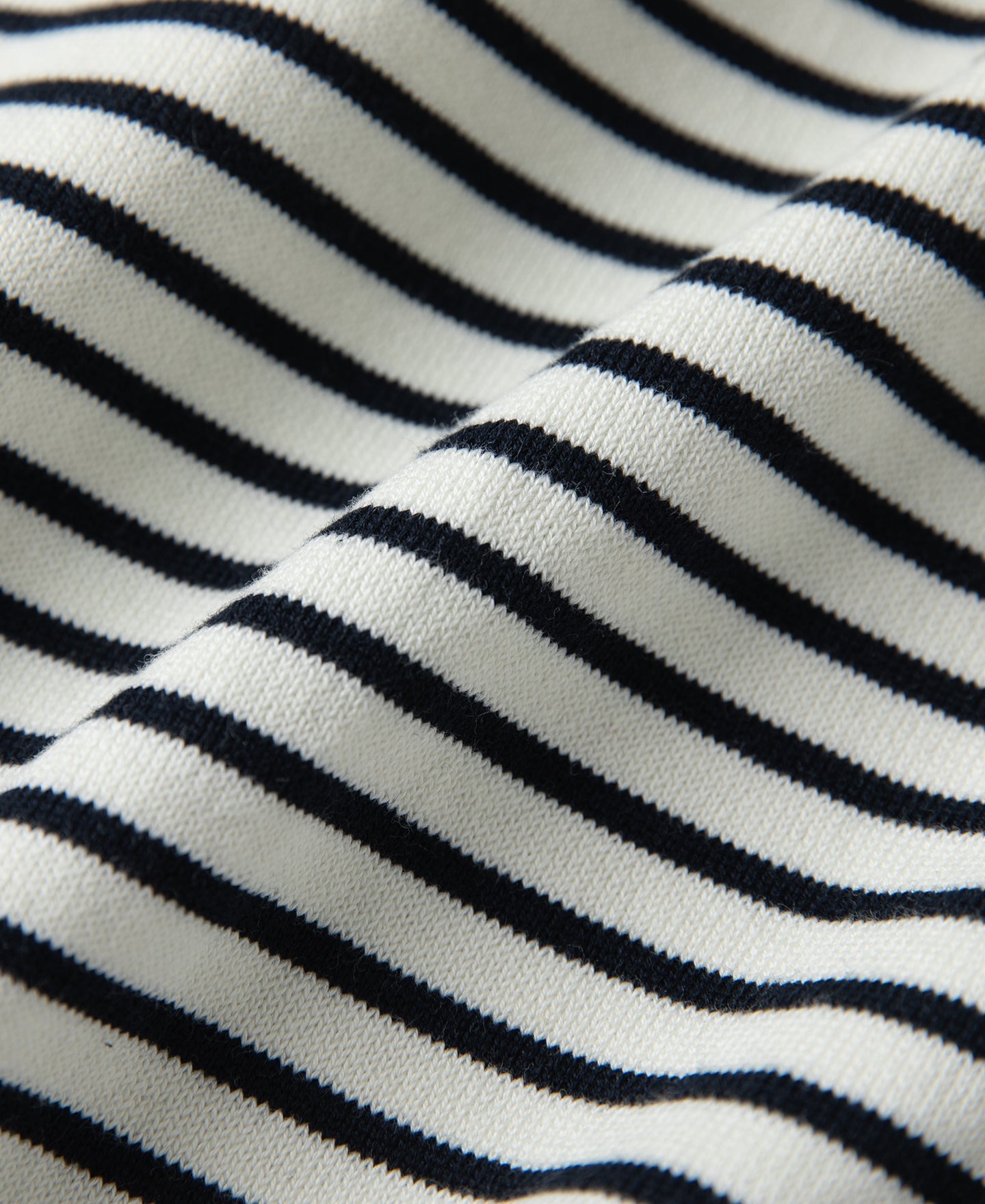 Nautical Fine Stripe Cotton Knit Polo - White Black Stripe