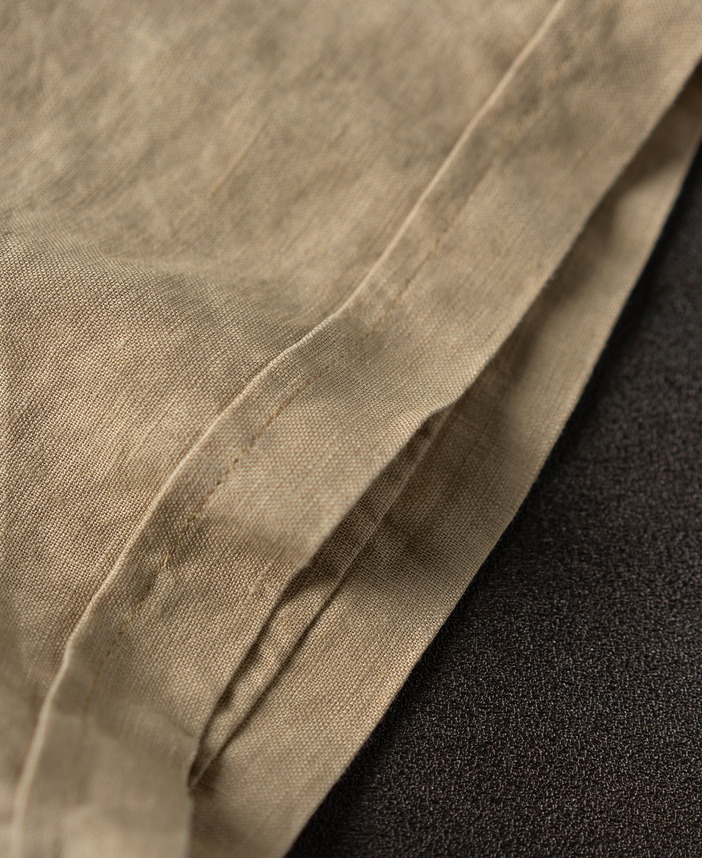 1950s Italian Collar Linen Short Sleeve Shirt - Light Coffee