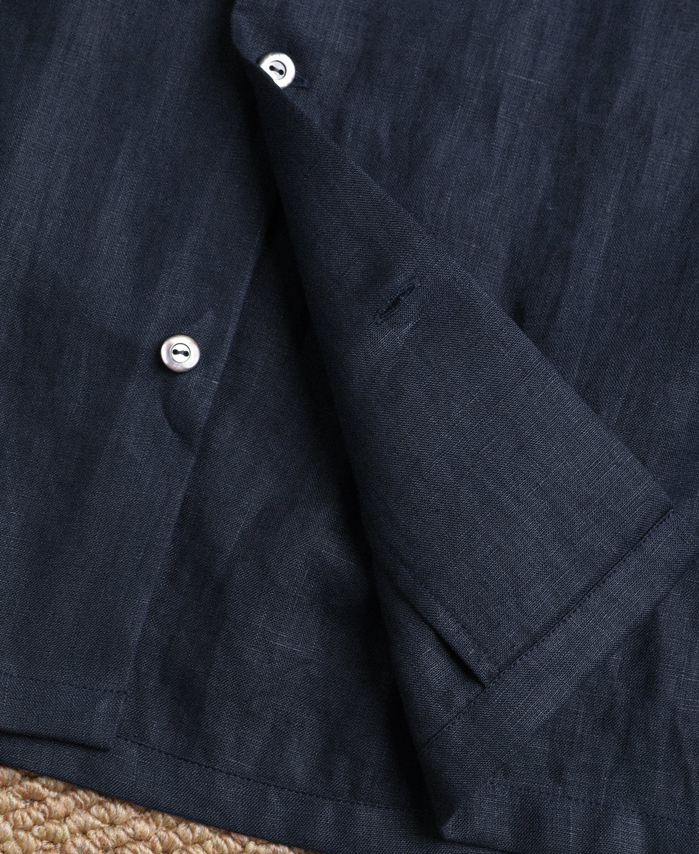 Lot 220A Cuban Collar Linen Shirt - Indigo