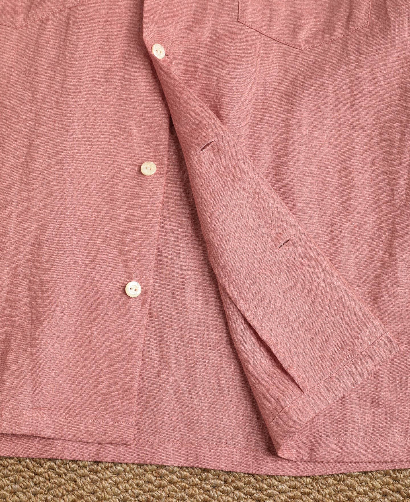 Lot 220A Cuban Collar Linen Shirt - Pink