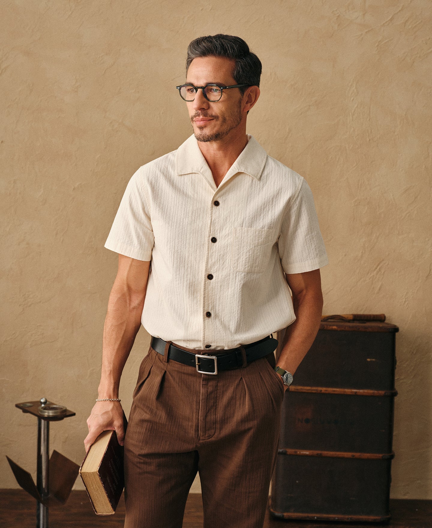 Italian Collar Salt-Shrunk Shirt - Ivory