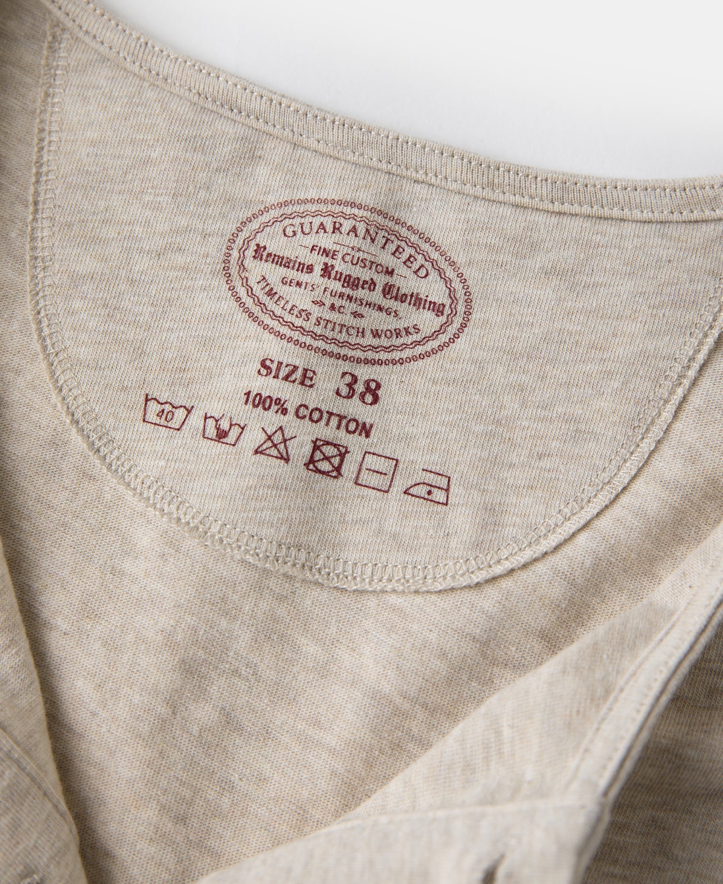 1940s Slub Cotton Henley Pocket T-Shirt - Oats