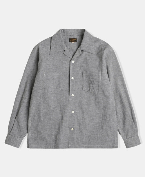 Lot 220A Cotton-Linen Blend Houndstooth Shirt - Black