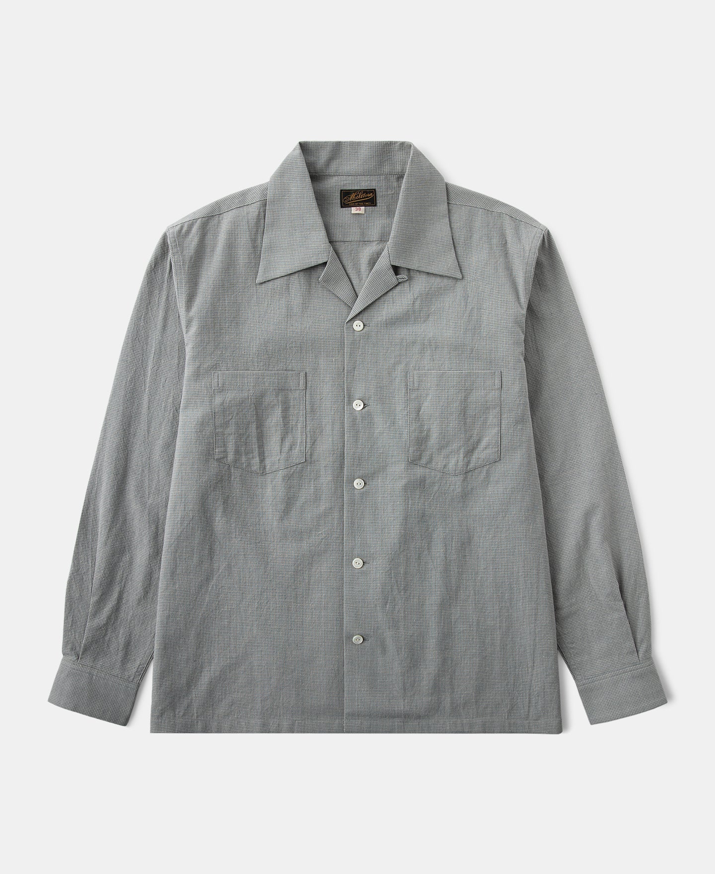 Lot 220A Cotton-Linen Blend Houndstooth Shirt - Green