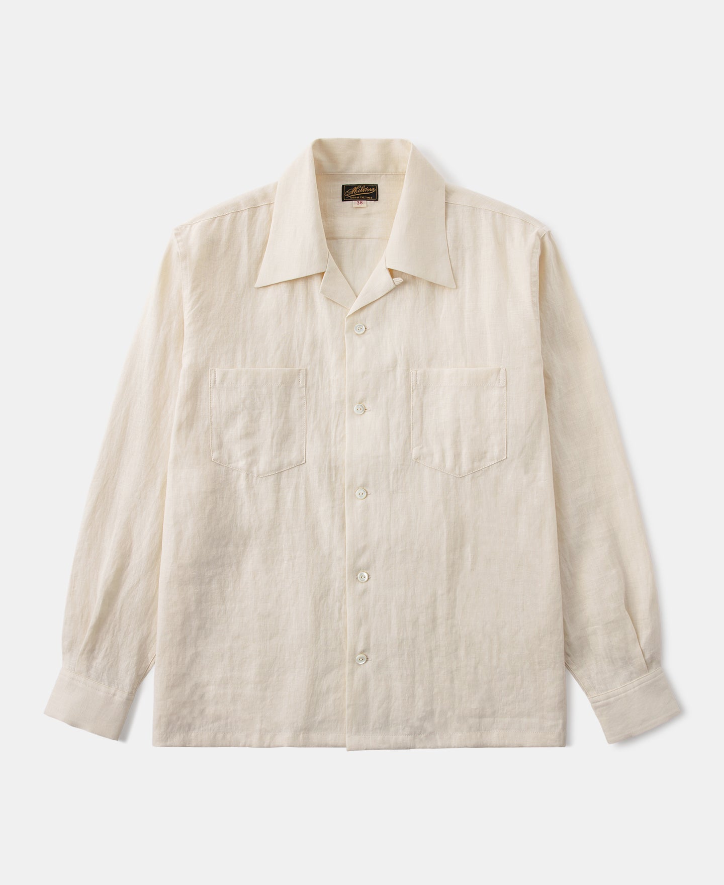 Lot 220A Cuban Collar Linen Shirt - Apricot