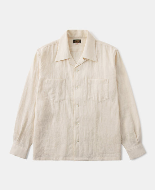 Lot 220A Cuban Collar Linen Shirt - Apricot