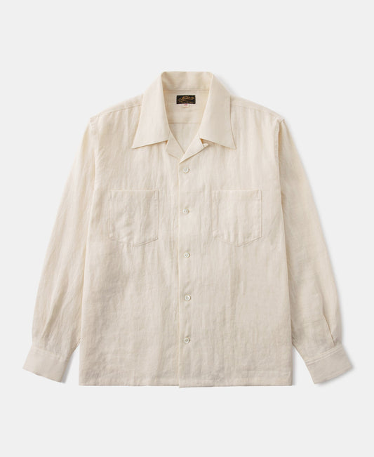 Lot 220A Cuban Collar Linen Shirt - Apricot