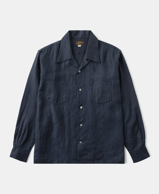 Lot 220A Cuban Collar Linen Shirt - Indigo