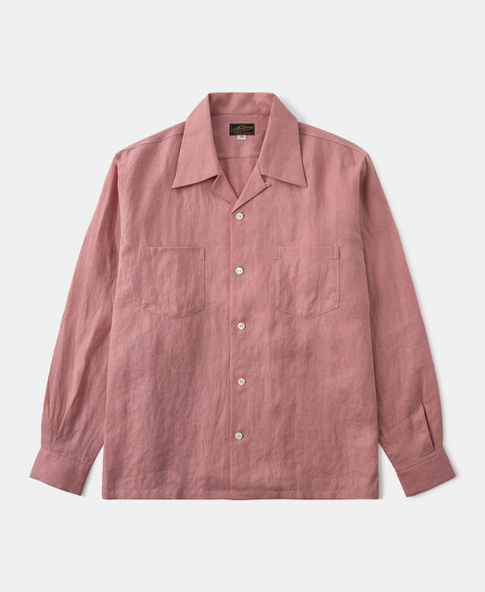 Lot 220A Cuban Collar Linen Shirt - Pink