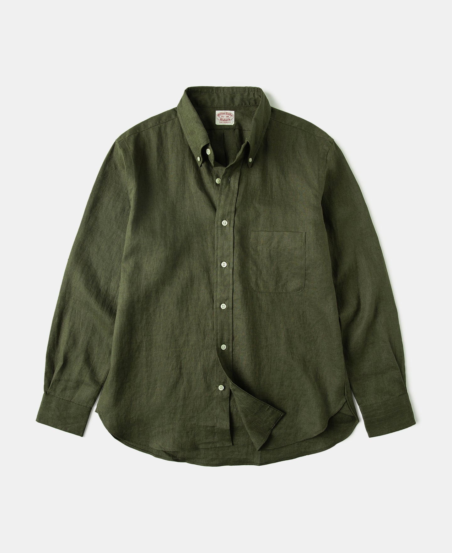 Lot 225 Long Sleeve Linen Button-Down Shirt - Dark Olive