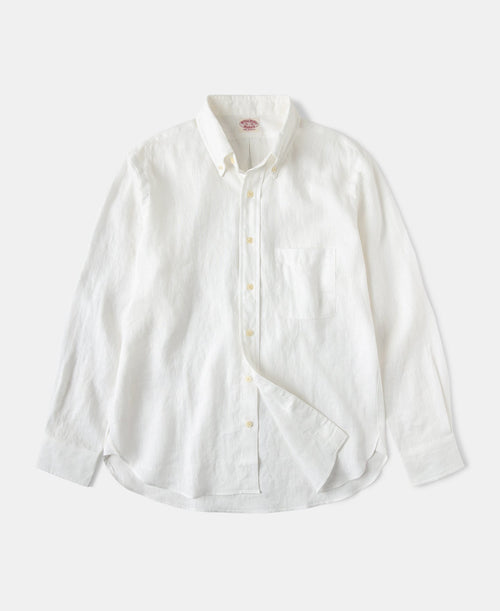 Lot 225 Long Sleeve Linen Button-Down Shirt - White