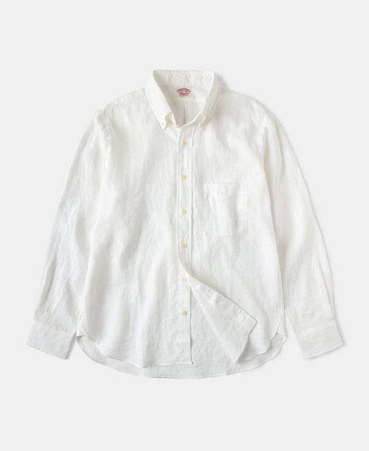 Lot 225 Long Sleeve Linen Button-Down Shirt - White