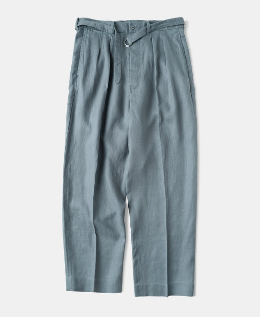 Lot 845 Linen Double Pleated Trousers - Gray Blue