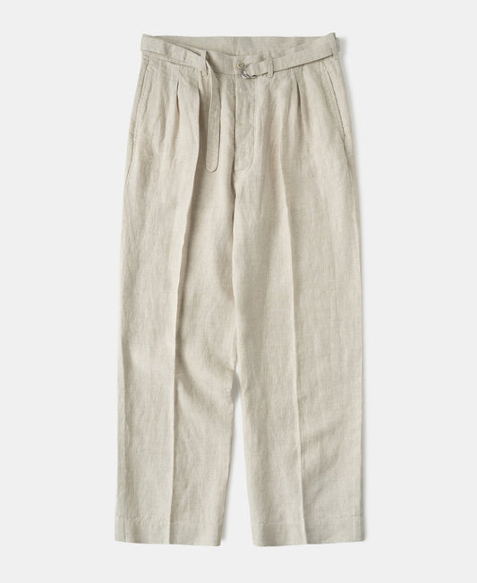 Lot 845 Linen Double Pleated Trousers - Natural